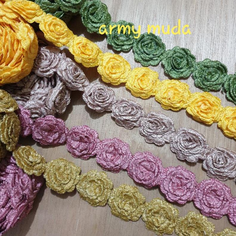 On Sale Renda Bordir Bunga Tumpuk Kecil/90 Cm