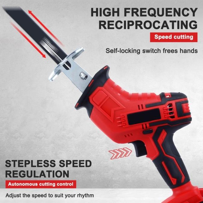 Mesin Reciprocating Saw Cordless Gergaji Kayu Besi Alat Pemotong Kayu
