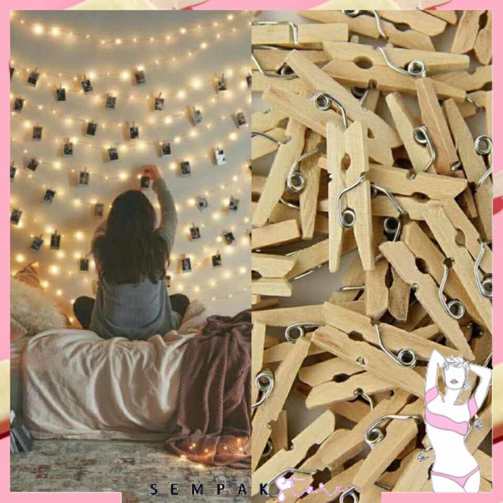 

SS Penjepit Foto Wooden Clip 35mm Isi 50Pcs Jepit Foto Kayu Polos 3,5Cm