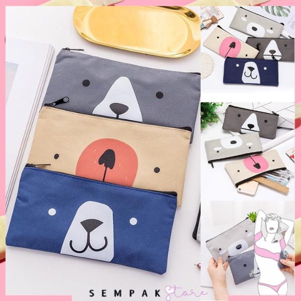 

SS Tempat Pensil Pulpen Kain Kanvas Karakter Hewan Lucu Kotak Pensil Serbaguna Motif Animal Dompet pouch make up kosmetik wanita