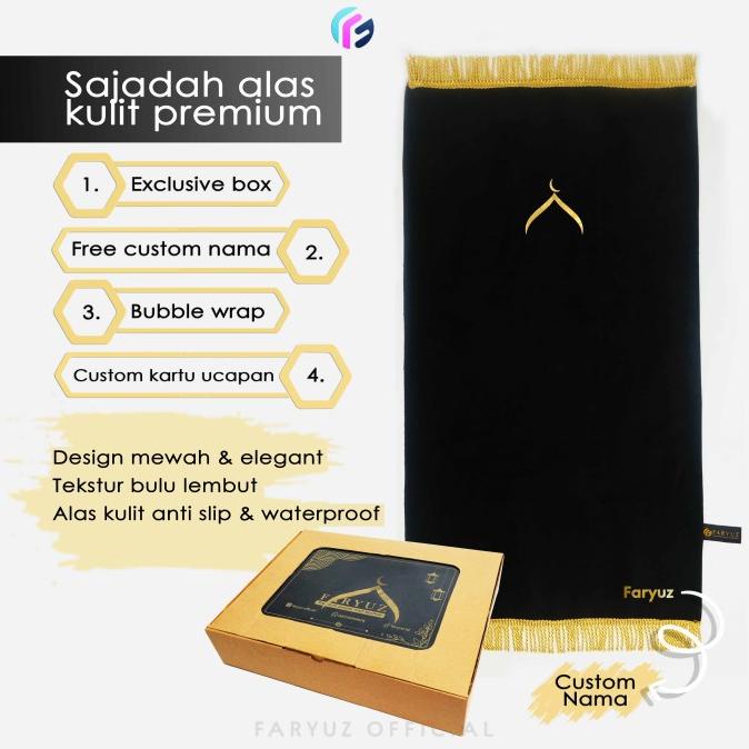 Faryuz - Sajadah Hitam Polos Premium Dewasa Kado Sejadah Alas Kulit