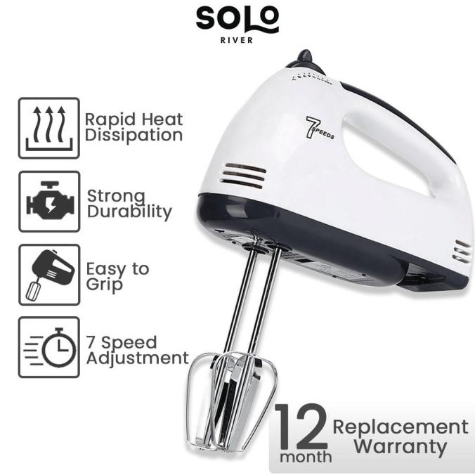XD489 Solo River Hand Mixer Putih Pengaduk Telur Kue Tangan Bergaransi