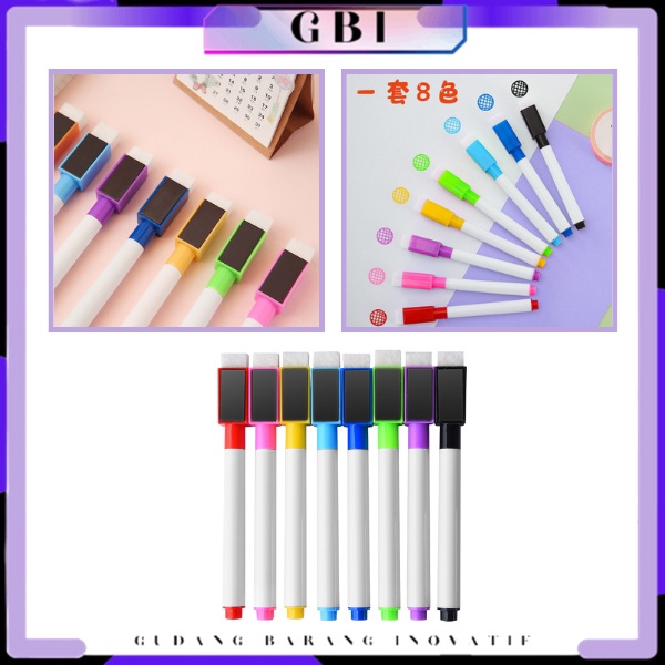 

GBI Sepidol Kecil Mini Magnetik Warna Warni Spidol Papan Tulis Mini Magnet White Board Penghapus Wipe And Clean Whiteboard Magnetic Marker Anak Anak Spidol 2 IN 1