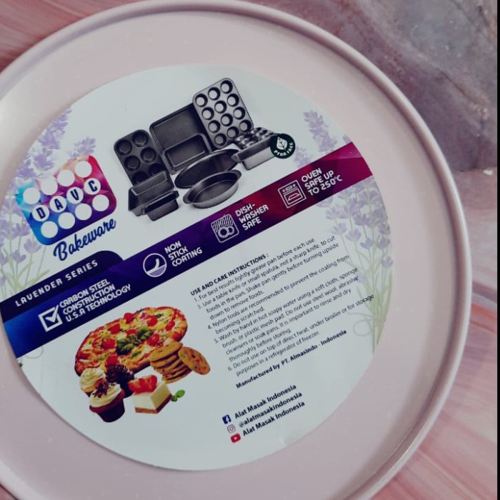 Davc Bakeware Loyang Pizza Pink 8Inch /22Cm Anti Lengket