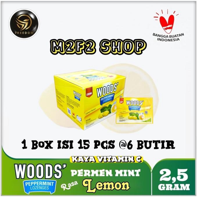 

Woods Peppermint Lozenges Lemon Vitamin C Permen Mint - 15 Gr (1 Box)