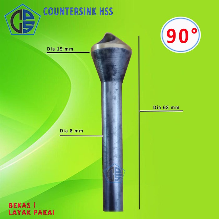 Countersink 15x8x68mm HSS Mata Bor Chamfer Drill Bor Sudut Bor Champer