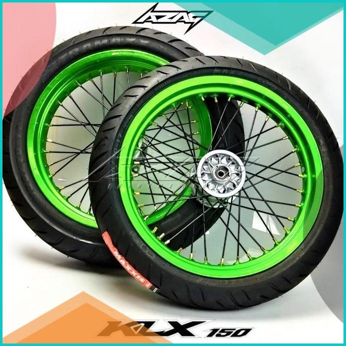 ban set klx ring 17 modif supermoto scarlet maxxis tromol original klx