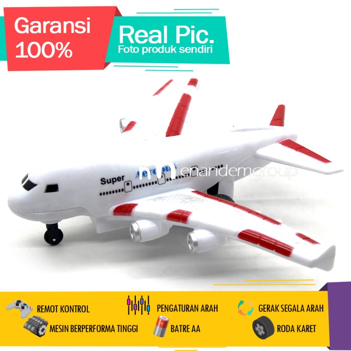 TERLARIS Mainan Mobil Remot Kontrol Rc Pesawat Aerobus Super