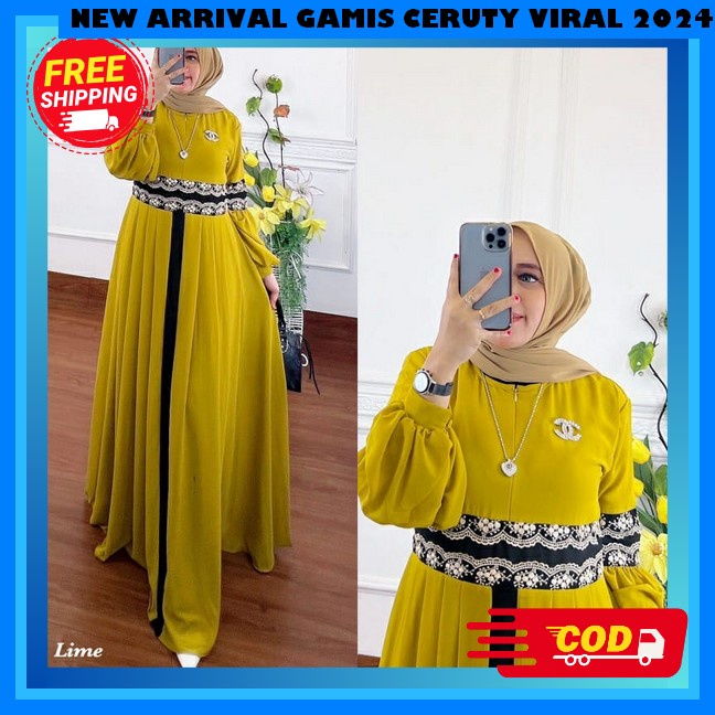 Baju Gamis Wanita Terbaru 2024 Lebaran Gamismuslim Ceruti Kekinian Ganis Khimar Wnita Dress Remaja K