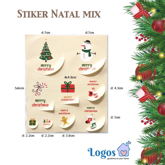 

TERLARIS Stiker Natal Mix Christmas gift sticker label kemasan box ucapan Xmas