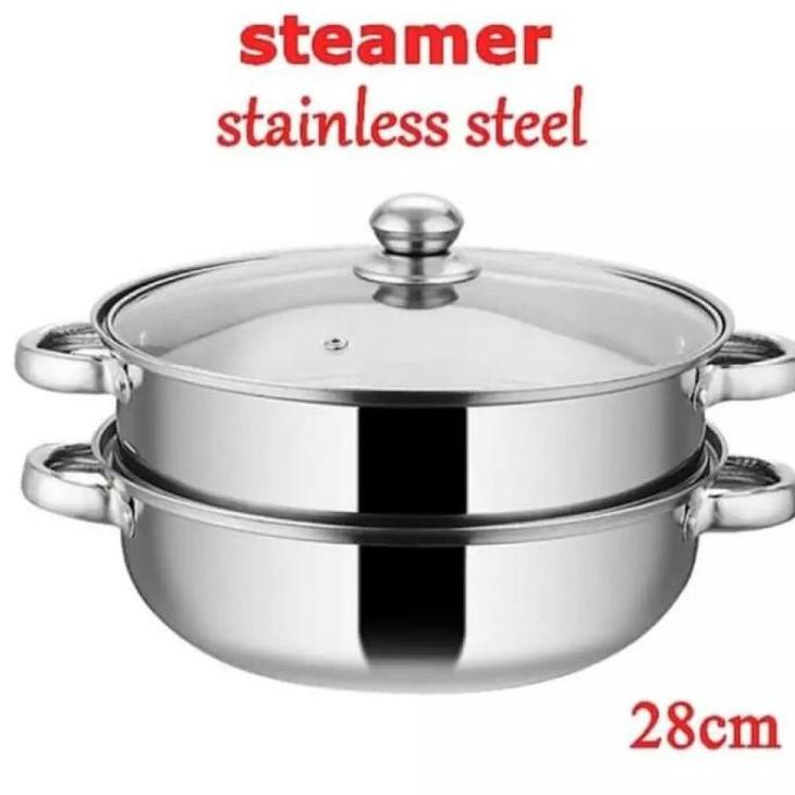 PROMO Dandang Steamer Panci Kukus Stainless 28Cm / Steamer Pot Happy Call / Panci Siomay