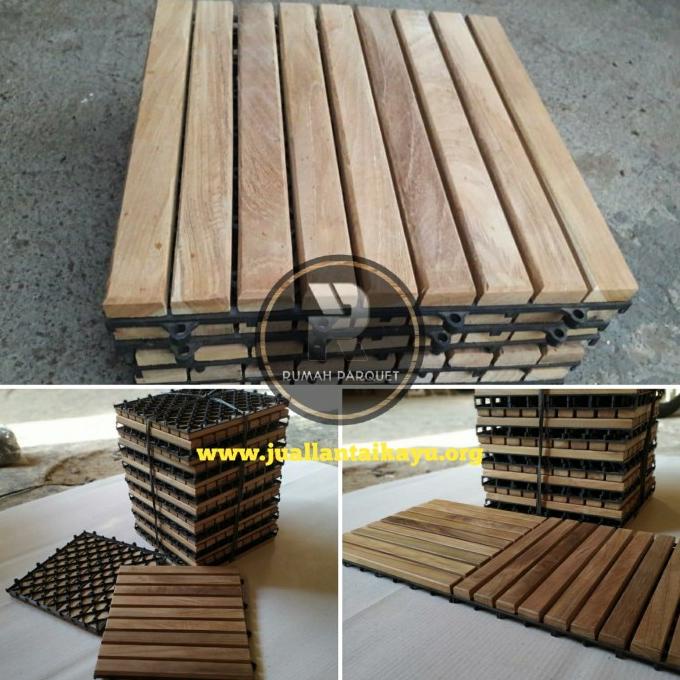 Lantai Kayu Decking Tile Jati Bongkar Pasang - Ubin Parket - Parquet