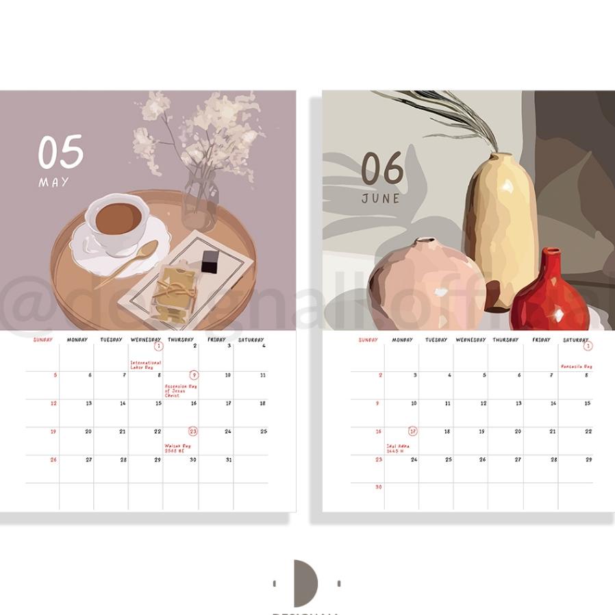

Designall Kalender Dinding Aesthetic 2024 A3 Spiral Gh