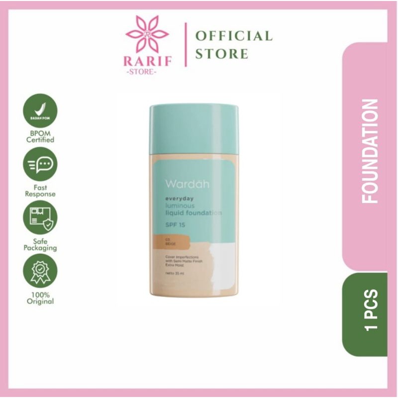 rarif_store Wardah Everyday Luminous Liquid Foundation 35ml | Alas Bedak / Foundation Wardah