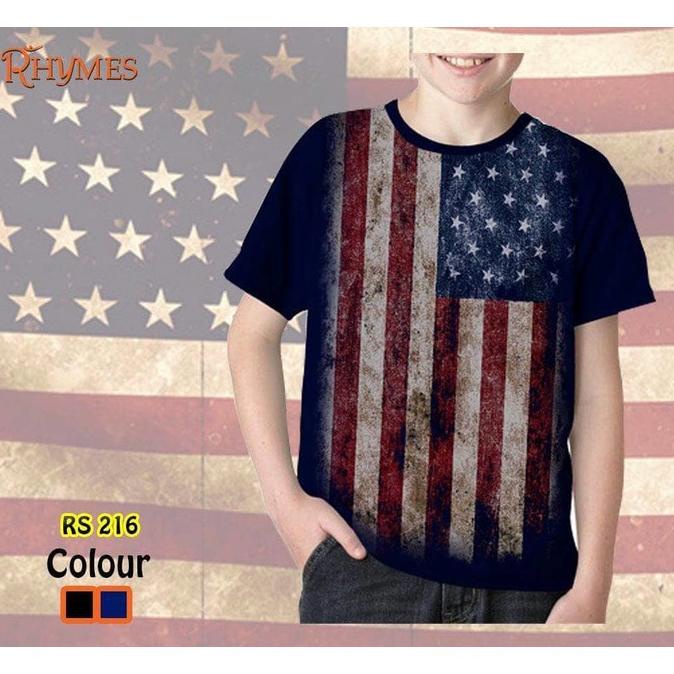 PROMO Kaos Baju Anak Tanggung Cowok Bendera Amerika USA