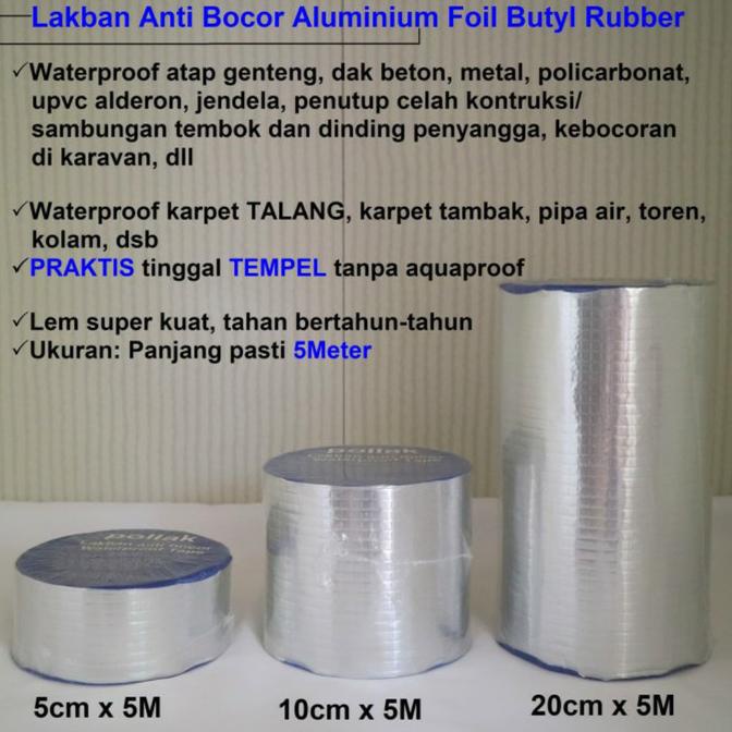 Lakban Anti Bocor Alumunium Foil Waterproof Tape 20 Cm X 10 Meter Termurah