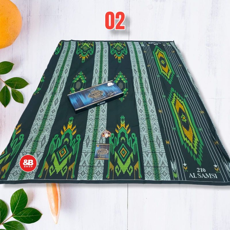 sarung tenun Al samsi motif BHS SGE hitam/biru/emas/tosca/coklat/hijau