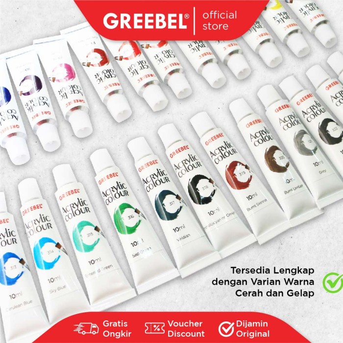 

GREEBEL CAT AKRILIK ACRYLIC 10 ML 18 WARNA UNTUK ANAK ART MELUKIS ORIGINAL TERBARU