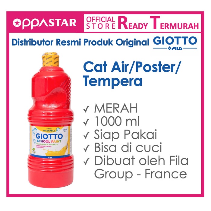 

GIOTTO SCHOOL PAINT 1000 ML RED MERAH ORIGINAL TERBARU