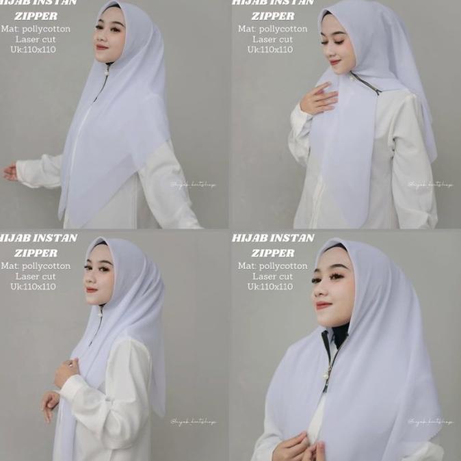 Terbaru Hijab Instant Zipper Segiempat Ziper Polos Resleting Jilbab Wanita Terbaik
