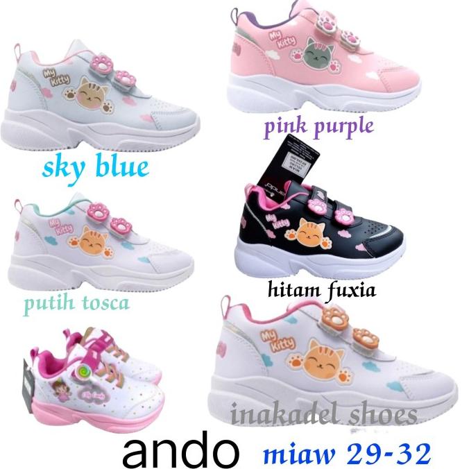 sepatu anak perempuan original ando miaw candy paud tk