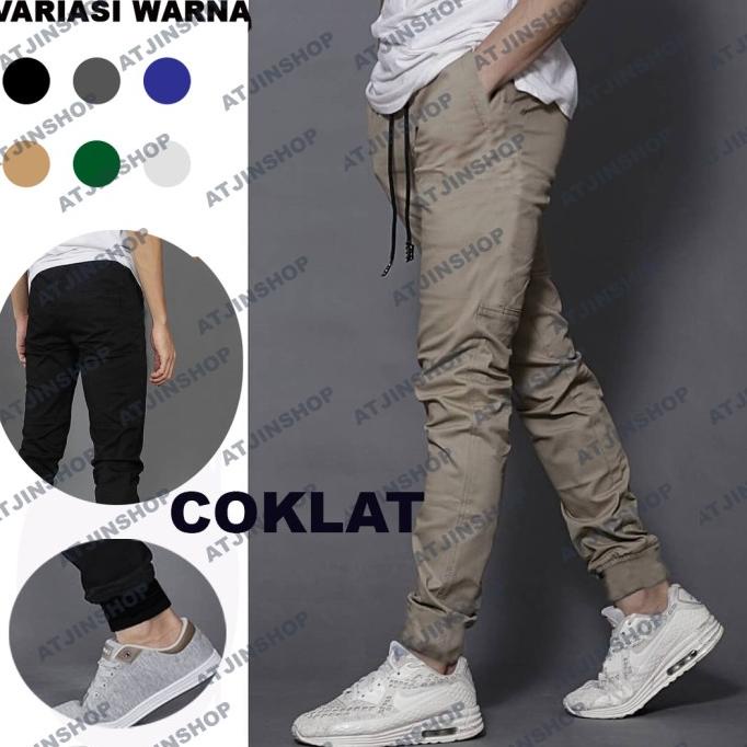 Atjin Original- Celana Panjang Joger Jogger Sirwal Pria Katun Stretch