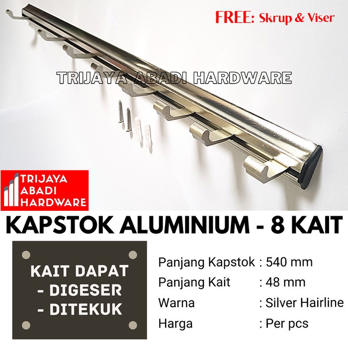 KAPSTOK ALUMINIUM 8 KAIT - SINGLE HOOK CAPSTOCK - GANTUNGAN BAJU