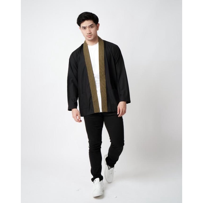 D'GAWAN Kimono Outer Lurik Pria Surjan Series - Black