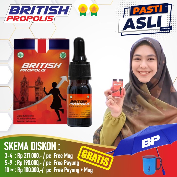 

British Propolis Asli 100% Suplemen Herbal Paket 10/5/3