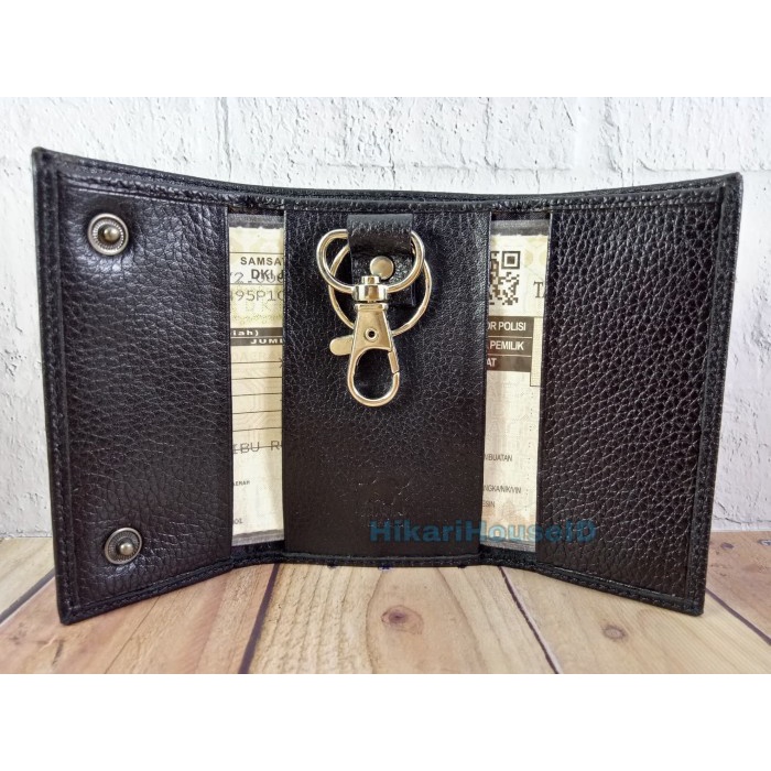 DOMPET STNK GANTUNGAN KUNCI MOBIL MOTOR KULIT ASLI BRAUN BUFFEL