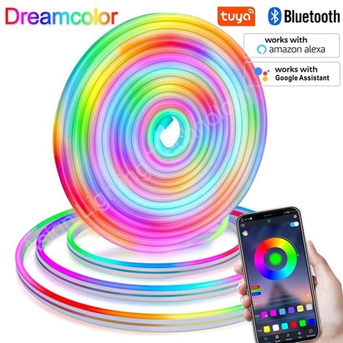 Lampu Led Neon Flex 12V Rgb Mode Runing 5M Adaptor Remote Controller