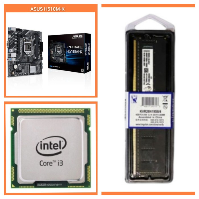 PAKET MOBO ASUS H510 + I3 10105F + RAM 16GB FREE HSF