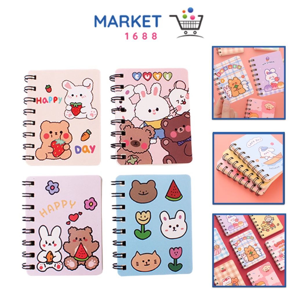 

Market1688 Notebook Ring Motif Kartun Buku Catatan Memo Spiral Buku Tulis Mini Binder Karakter Murah