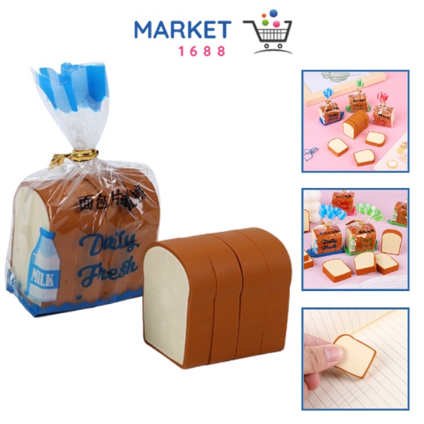 

Market1688 Penghapus Pensil Karakter Roti Tawar Isi 4Pcs Eraser Toast Bread Hapusan Sekolah Korean Style Penghapus Pensil Lucu Bentuk Roti Panggang 4 Pcs