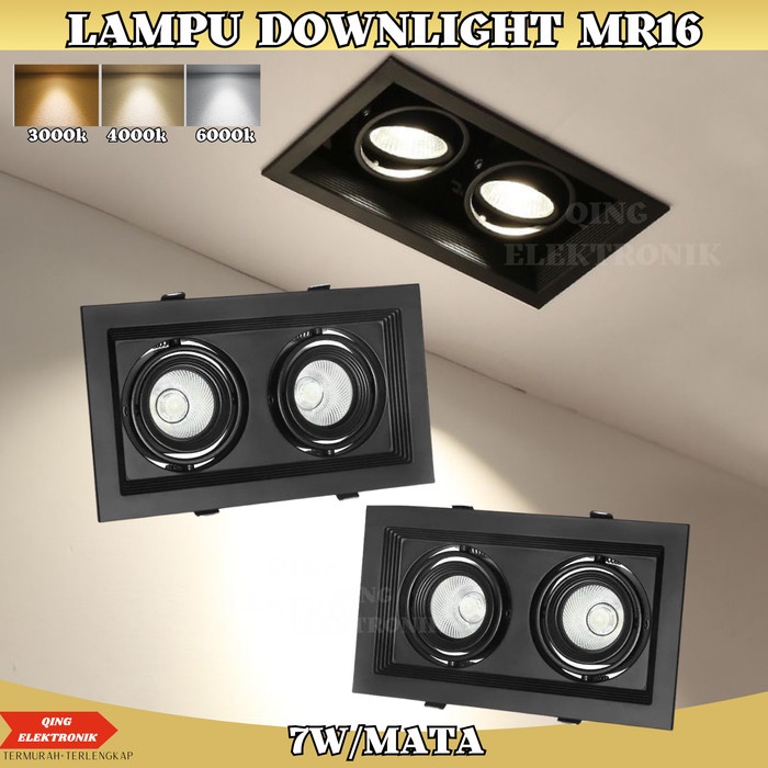 Lampu Sorot Downlight Grill Halospot Halogen Mr 16 Kap Hitam