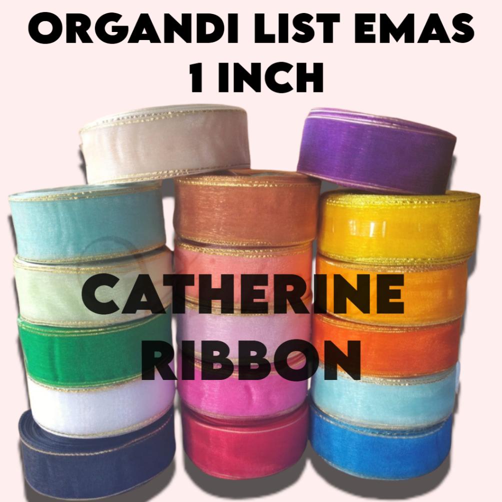 

Ready!!!(COD) Pita Organdi List Emas 1 Inch / 2,5 cm (25 YARD)