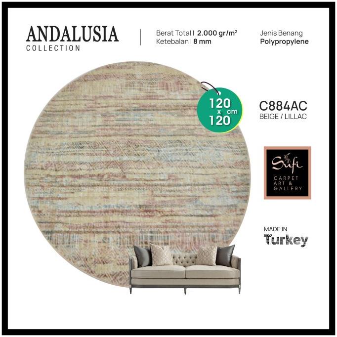 Karpet Bulat Abstrak Minimalis Vintage Turki Andalusia 160x160