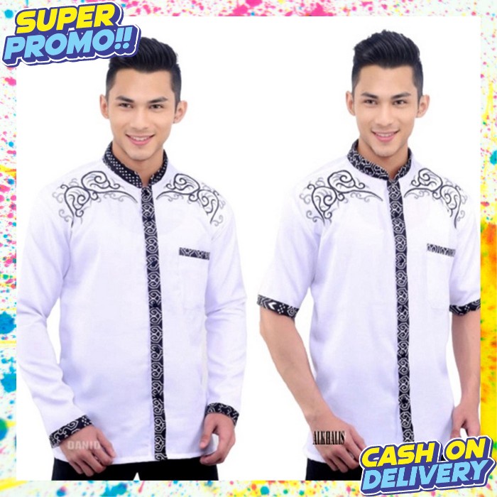 Bju Cwok Termurah Baju Koko Hari Raya Idul Fitri Cowok Muslim Pakaian Atasan Laki Laki Lebaran Kokoh