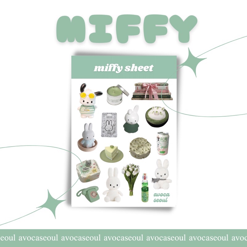 

sticker sheet miffy sheet pack aesthetic ins korea untuk dekorasi scrapbook, deco pola, journaling, phonecase, headphone, stiker lucu