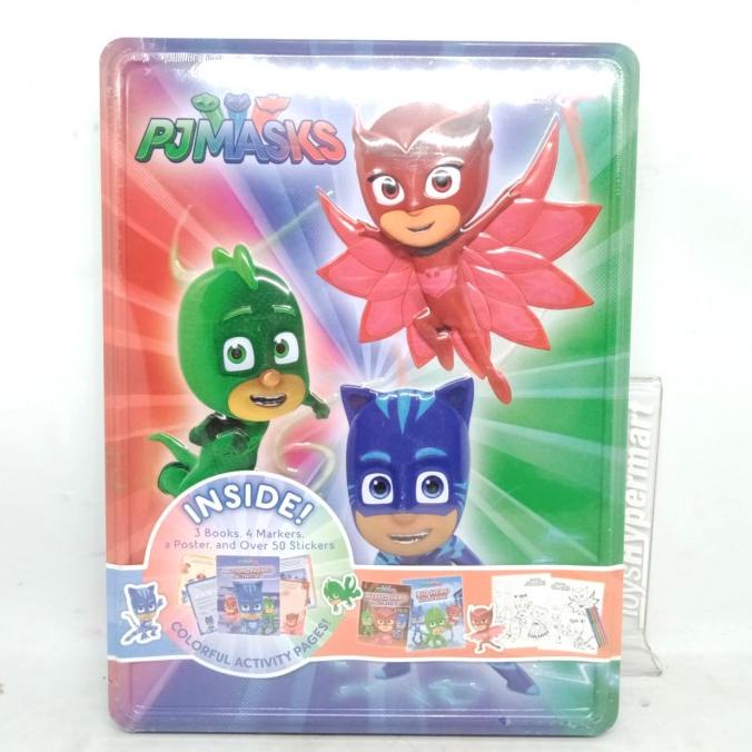 PJ Masks Happy Tin Activity Colouring Book Sticker Buku