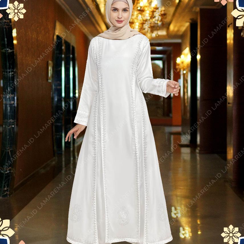 Baju Gas Putih Wanita Ern Mewah Dan Elegan Renda Coklat Terbaru | Abaya Turkey Turki Warna Putih Sim