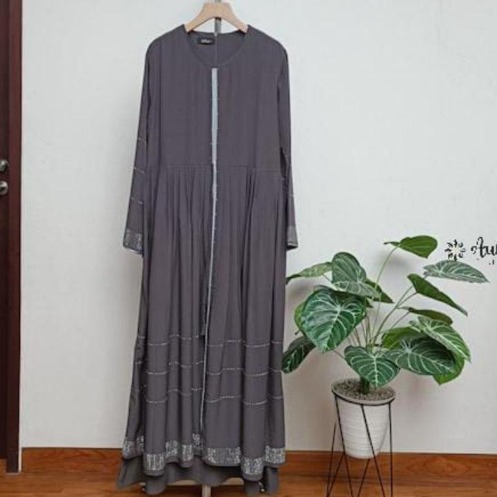 Abaya Turkey Bordir Dan Payet Mata Tempel | Abaya Mewah Elegan Polos | Non Busui 02