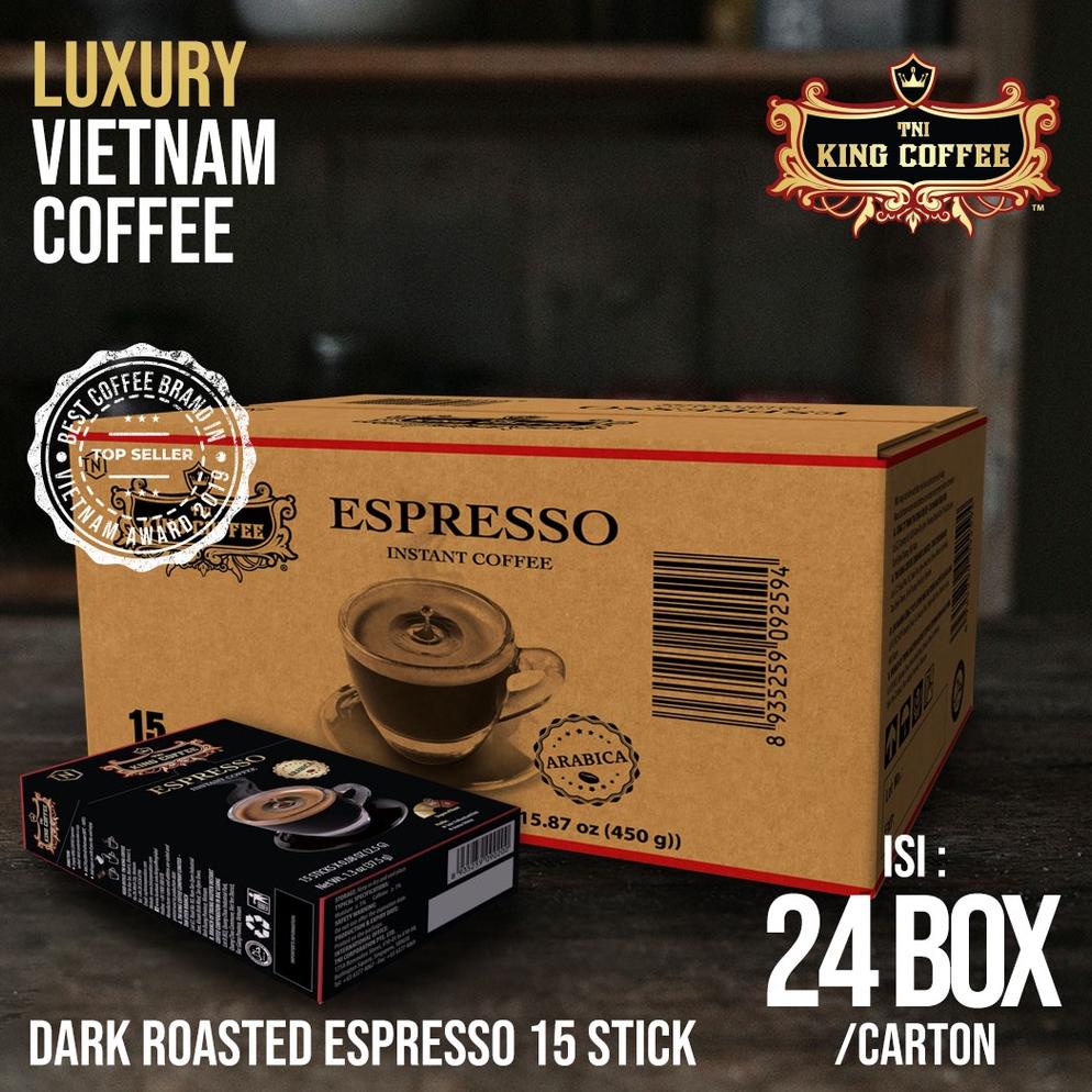 

DUS KARTON King Coffee Espresso Instant - 24 box Per box Isi 15 Sachet Kopi Vietnam Trung Nguyen