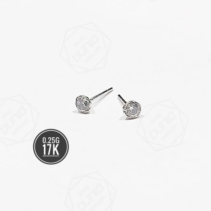 TERBARU PELENIS BAYI ANTING PUTIH TINDIK MATA EMAS 0.25 