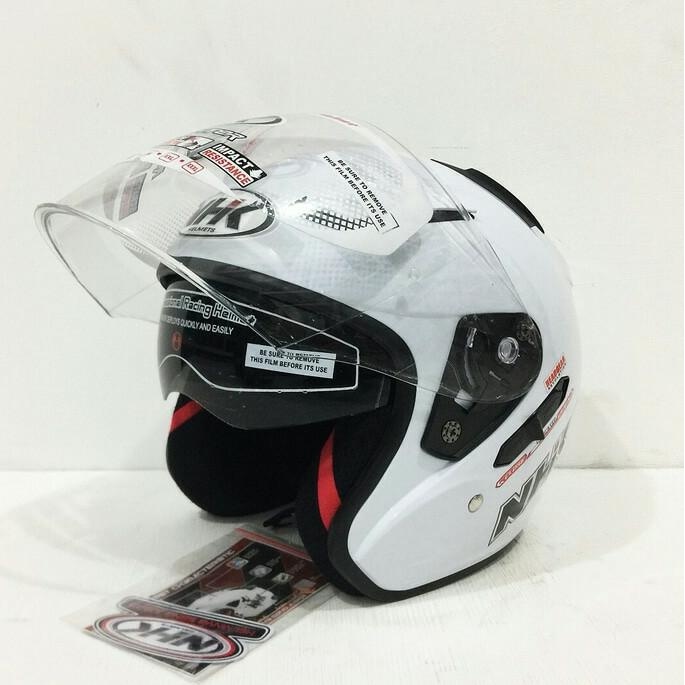 HELM NHK R1 SOLID WHITE PUTIH DOUBLE VISOR