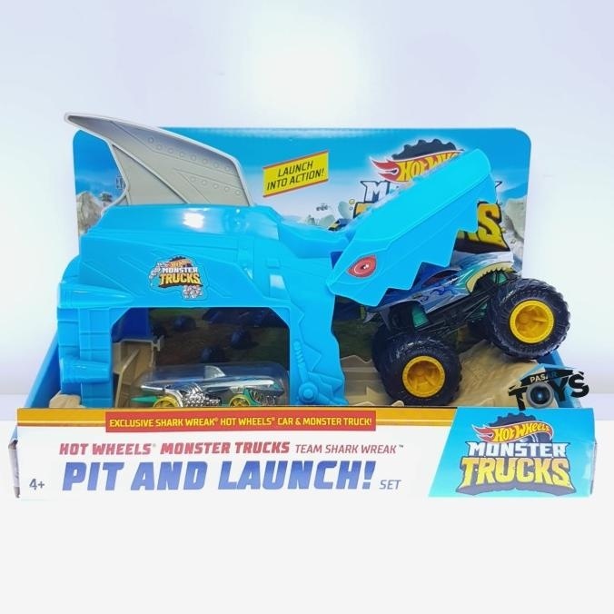 Hot Wheels Monster Truck Pit & Launch Set Team Shark Wreak