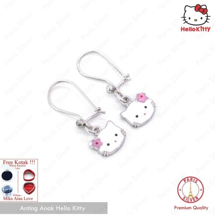 TERBARU ANTING ANAK HELLO KITTY PERAK ASLI SILVER 925 LAPIS EMAS PUTIH CEWEK 