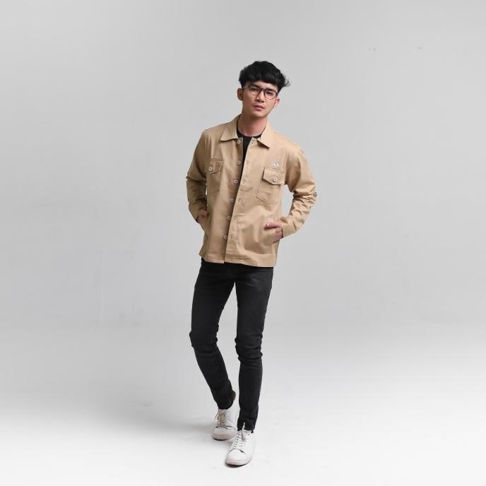 NEW PRODUK INEAT ZAKU TRUCKER JACKET CREAM - JAKET OUTER PRIA !!!!!