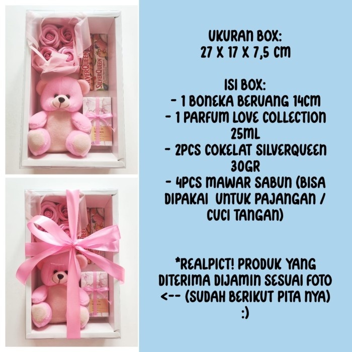 

SIAP KIRIM Valentine Chocolate Gift Box 1 Hampers Bunga Mawar Boneka Parfum madalinsecollect
