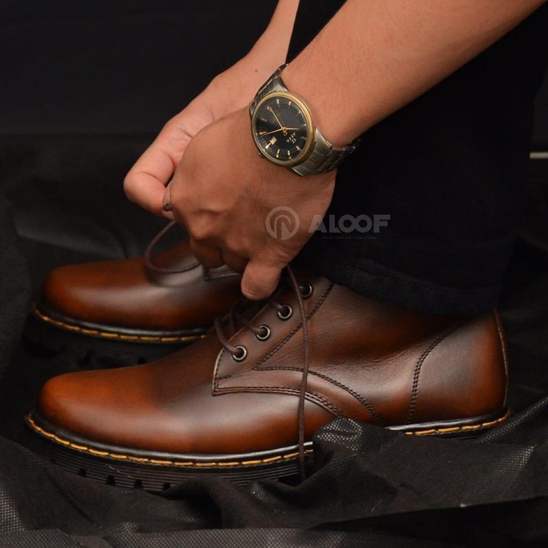 38-45 Aloof Denbora - Sepatu Boots Docmart Pria Kulit